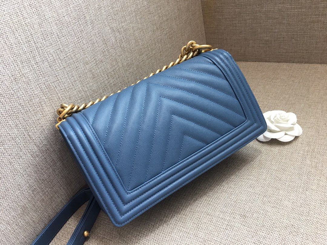 Caviar Medium Boy Handbag Flap Bag A67086 Blue